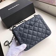 CHANEL MINI Flap Bag Caviar Silver Metal Dark Blue A35200 17cm - 2