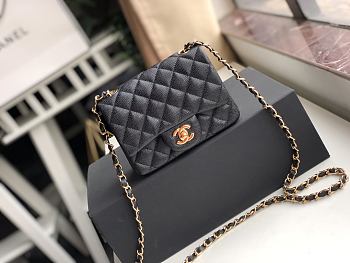 CHANEL MINI Flap Bag Caviar Golden Metal Black A35200 17cm