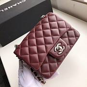 CHANEL MINI Flap Bag Lambskin Silver Metal Burgundy A35200 17cm - 6