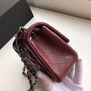 CHANEL MINI Flap Bag Lambskin Silver Metal Burgundy A35200 17cm - 3