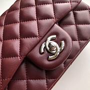 CHANEL MINI Flap Bag Lambskin Silver Metal Burgundy A35200 17cm - 5