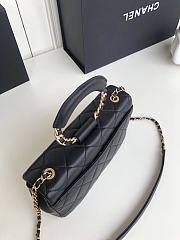 CHANEL Circular Handle Flap Bag Lambskin Black AS1358 24 x 15 x 6 cm - 5