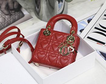 DIOR MICRO LADY BAG Red Cannage Lambskin Red S0856 12 x 10 x 5 cm