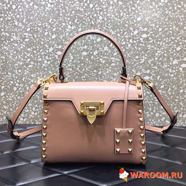 VALENTINO SMALL Garavani Rockstud Alcove Grainy Handbag Rose Cannelle WW2B0J71WAX 22 x 17 x 9 cm - 1