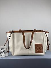 LOEWE LARGE Cushion Tote Bag Canvas And Calfskin Light Oat 330.02AB90 35 x 27 x 19 cm - 1