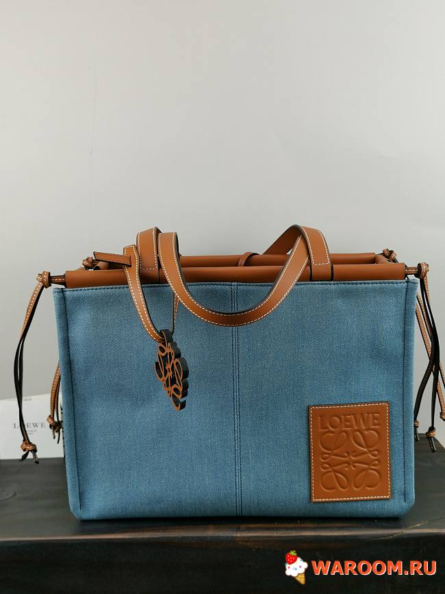 LOEWE LARGE Cushion Tote Bag Canvas And Calfskin Denim 330.02AB90 35 x 27 x 19 cm - 1