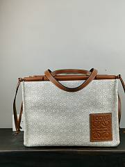 LOEWE LARGE Cushion Tote Anagram Jacquard And Calfskin Light Oat 35 x 27 x 19 cm - 1