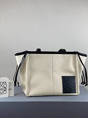 LOEWE SMALL Cushion Tote Bag Canvas And Calfskin Light Oat And Black 330.02AA93 32 x 24 x 16cm - 1