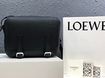 LOEWE XS Military Messenger Bag Soft Grained Calfskin Black 317.12AA72 24.5 × 18 × 10.5 cm