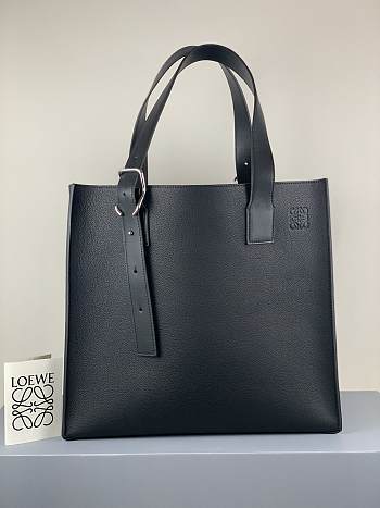 LOEWE Buckle Tote Bag Soft Grained Calfskin Black 335.28.Z62 36 x 33 x 17 cm