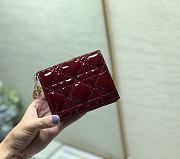 DIOR SMALL WALLET Patent Cannage Calfskin Burgundy 11 x 9 cm - 6