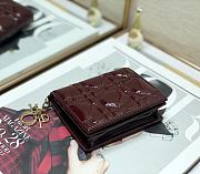 DIOR SMALL WALLET Patent Cannage Calfskin Burgundy 11 x 9 cm - 5