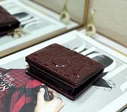 DIOR SMALL WALLET Patent Cannage Calfskin Burgundy 11 x 9 cm - 4