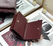 DIOR SMALL WALLET Patent Cannage Calfskin Burgundy 11 x 9 cm - 3