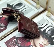 DIOR SMALL WALLET Patent Cannage Calfskin Burgundy 11 x 9 cm - 2