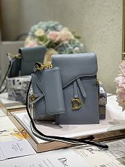 DIOR SADDLE Multifunction Pouch Leather Sky Blue 18.5 x 12 x 7.5 cm - 4