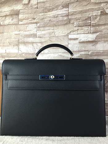 HERMES Kelly Depeche Briefcase Epsom Gold Hardware Black 38 cm