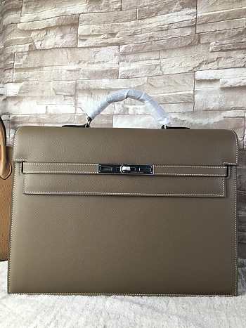 HERMES Kelly Depeche Briefcase Epsom Gold Hardware Taupe 38 cm