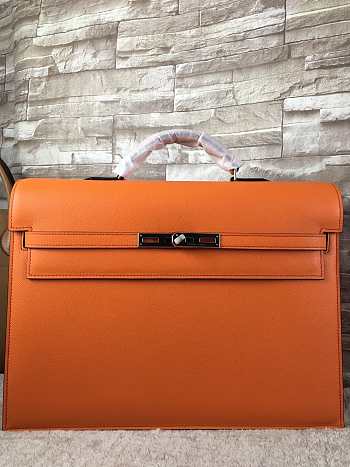 HERMES Kelly Depeche Briefcase Epsom Gold Hardware Orange 38 cm