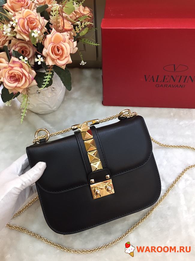 VALENTINO SMALL Garavani Pre-Owned 2010s Rockstud Shoulder Bag Leather Black 21 × 8 × 15 cm - 1