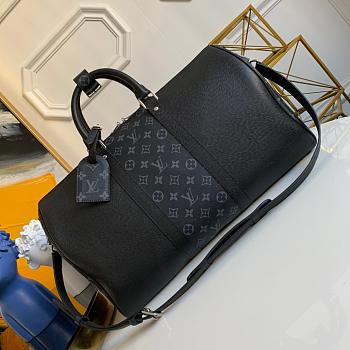 LOUIS VUITTON Keepall 45 Travel Bag Iconic Taiga Leather Black M30235 45 x 27 x 20 cm