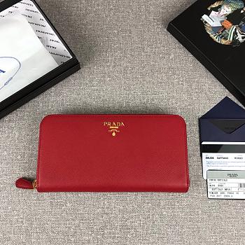 PRADA LARGE Saffiano Leather Wallet Red 1ML506 20 x 10 cm