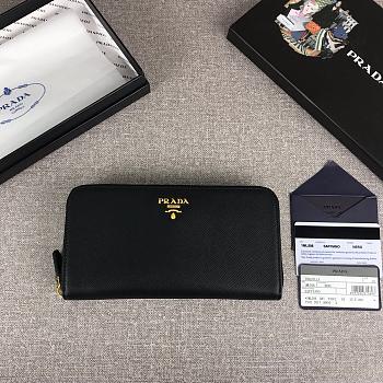 PRADA LARGE Saffiano Leather Wallet Black 1ML506 20 x 10 cm