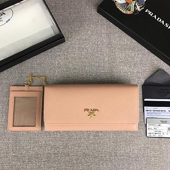 PRADA LARGE Saffiano Leather Wallet Cameo Beige 1MH132 18.7 x 9.5 cm