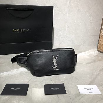 YSL Classic Bumbag Leather Black Silver Metal 569737 25  cm