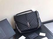 YSL Large College Tote Leather Silver Metal Black 392738 32 x 21 x 8 cm - 1