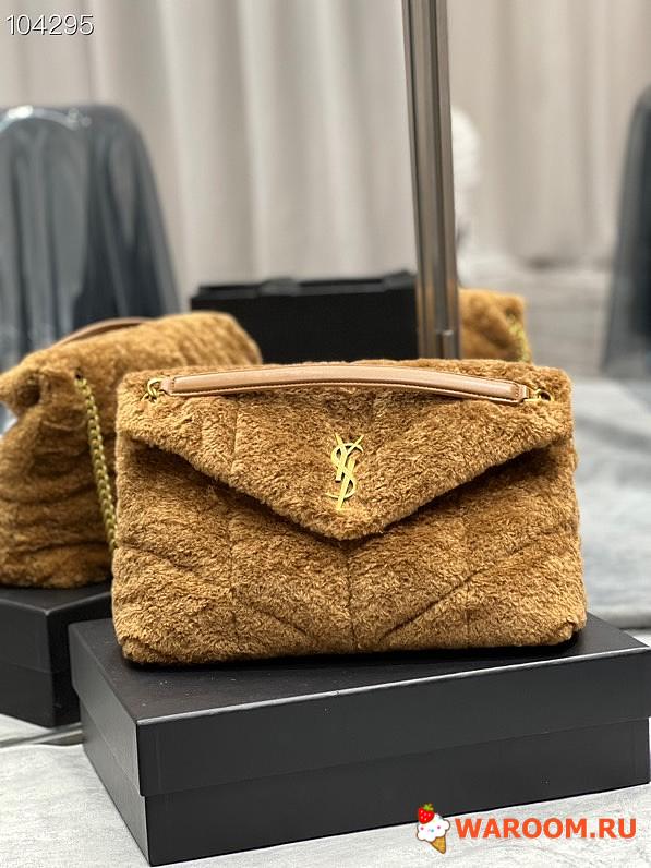 YSL MEDIUM PUFFER BAG IN Merino Shearling And Lambskin Brown 57747529 35 × 23 × 13.5 cm - 1