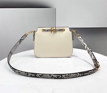FENDI TOUCH Leather Bag White And Python 8BT349 26.5 x 10 x 19 cm