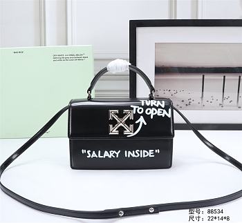 OFF WHITE 1.4 Quote Jitney Bag Leather Black 22 x 14 x 7 cm