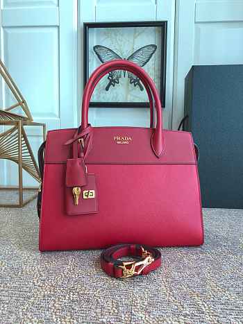PRADA MEDIUM Esplanade Bag Leather Red/Red 30 x 22 cm