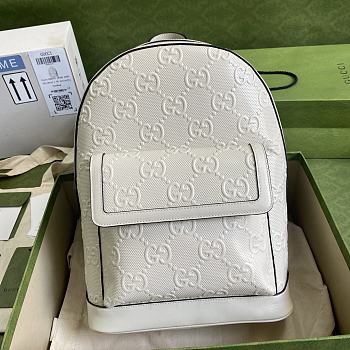 GUCCI GG Embossed Backpack White ‎658579 27 × 37 × 13 cm 