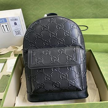 GUCCI GG Embossed Backpack Black ‎658579 27 × 37 × 13 cm