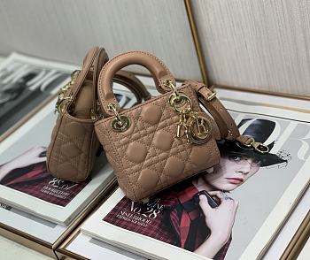 DIOR MICRO Lady Dior Bag Cannage Lambskin Beige S0856 12 x 10 x 5 cm