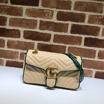 GUCCI GG Marmont Small Shoulder Bag Raffia/Green Python ‎443497 26 x 15 x 7 cm