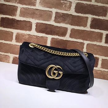GUCCI GG Marmont Small Shoulder Bag Velvet Black ‎443497 26 x 15 x 7 cm