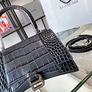 BALENCIAGA Women's Hourglass Small Top Handle Bag In Crocodile Leather Black 5935461 23 x 10 x 24 cm - 3
