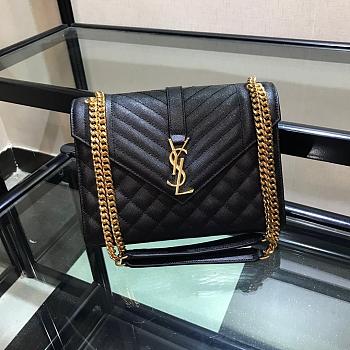 YSL ENVELOPE MEDIUM Bag In Grained Leather Black 600185 24 x 7.5 x 18 cm