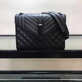 YSL ENVELOPE MEDIUM Bag In Grained Leather Black Metal 600185 24 x 7.5 x 18 cm