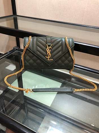 YSL ENVELOPE SMALL Bag In Grained Leather Green 600195 21 x 13 x 6 cm