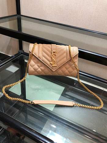 YSL ENVELOPE SMALL Bag In Grained Leather Beige 600195 21 x 13 x 6 cm