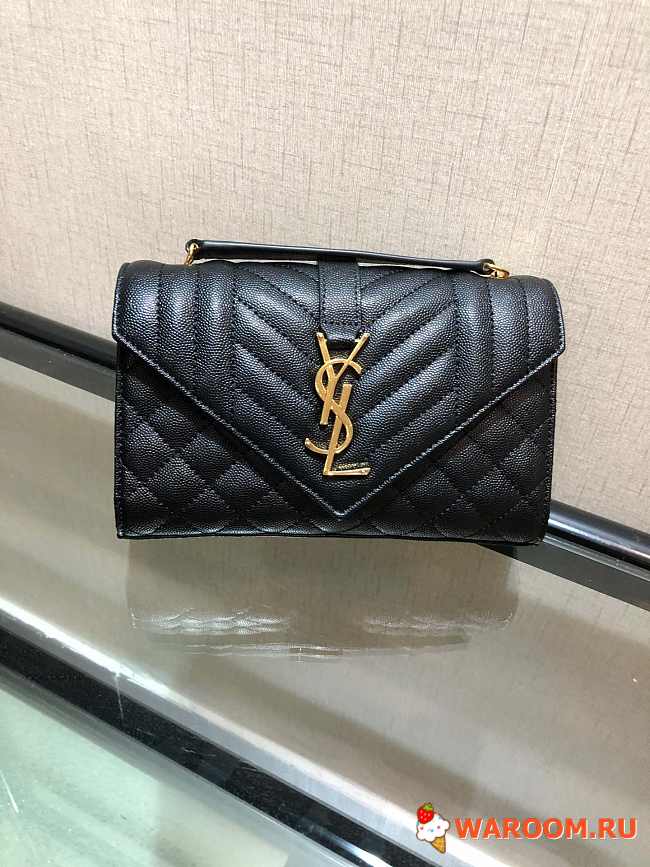 YSL ENVELOPE SMALL Bag In Grained Leather Black 600195 21 x 13 x 6 cm - 1