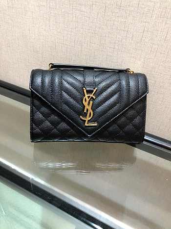 YSL ENVELOPE SMALL Bag In Grained Leather Black 600195 21 x 13 x 6 cm