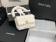 CHANEL Shearling Lambskin Flap Bag Golden Metal White AS2240 15.5 x 21.5 x 6.5 cm - 1