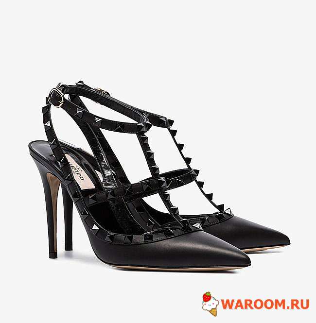 Valentino Black Leather Rockstud High Heels 01 - 1