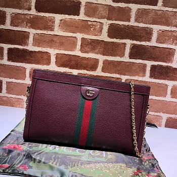 GUCCI Medium Ophidia GG Shoulder Bag In Leather Burgundy 503876 32.5 x 20 x 10 cm