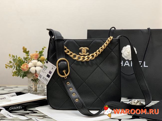 Chanel Calfskin Hobo Bag Black AS2844 29cm - 1